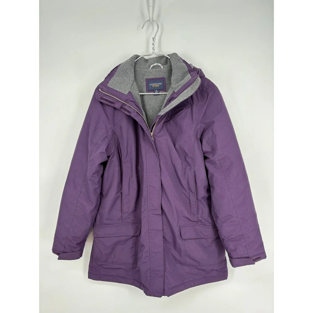 Lands' End Coat Girls M 10-12 Purple The Squall Coat Removable Hood Lined